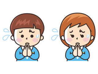 手を合わせてごめんなさい　園児