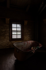 Derelict Bathtub with Fake Blood - Abandoned Tewksbury State Hospital - Massachusetts