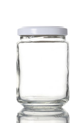 an empty glass jar isolated on white background with clipping path