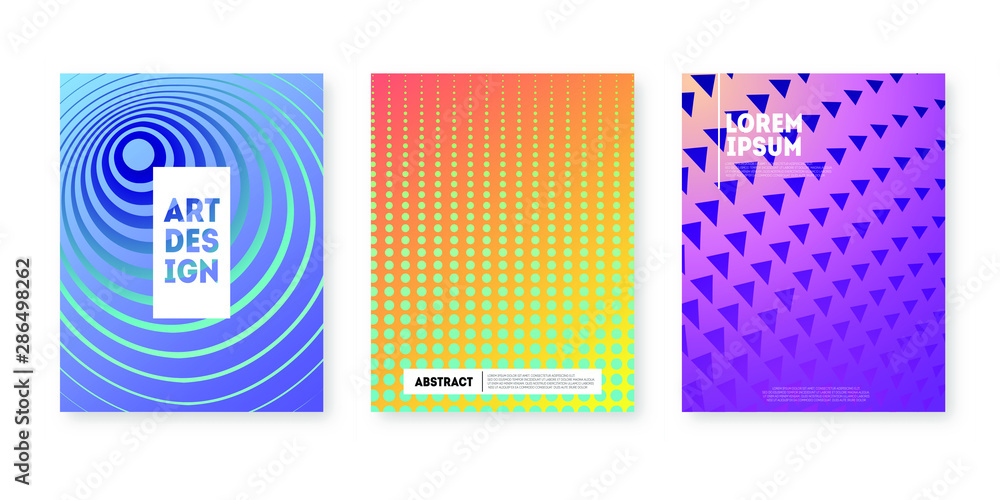 Poster Set of three minimal modern cover design with dynamic colorful gradients. Poster template vector design. 
