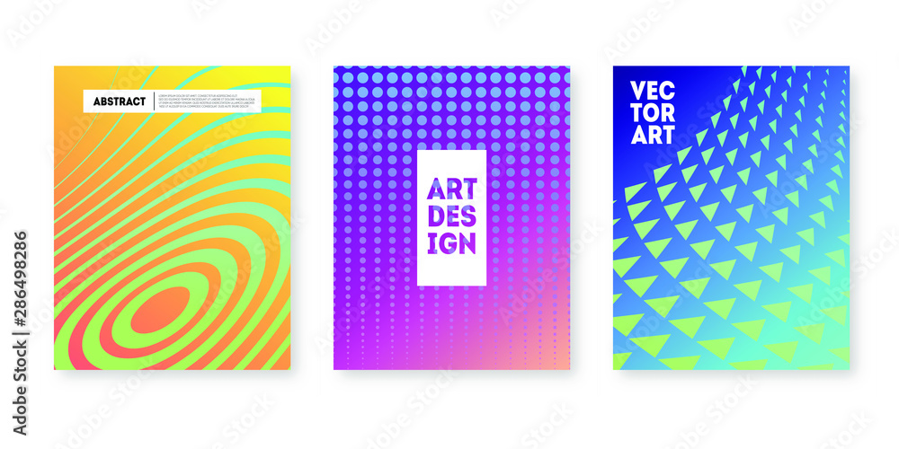 Poster Set of three minimal modern cover design with dynamic colorful gradients. Poster template vector design. 