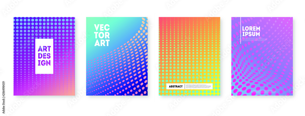 Poster set of three minimal modern cover design with dynamic colorful gradients. poster template vector des