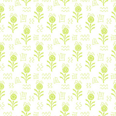 Monochrome. Seamless pattern. Simple flat floral motif . Suitable for fabrics, Wallpapers, album covers, phone cases Vector