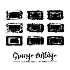 Set of black brush stroke and texture. Grunge vector abstract hand - painted element. Underline and border.