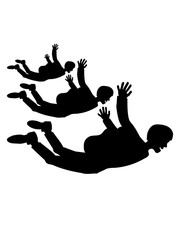 3 freunde team crew spaß hobby fallschirmspringer silhouette absturz fliegen fallen tief boden diving springen schnell fallschirm comic clipart cool lustig luft design