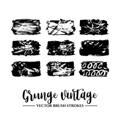 Obraz premium Set of black brush stroke and texture. Grunge vector abstract hand - painted element. Underline and border.