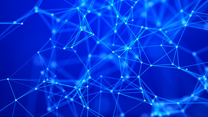 Abstract communication background with connecting dots and lines. Plexus effect. 3d