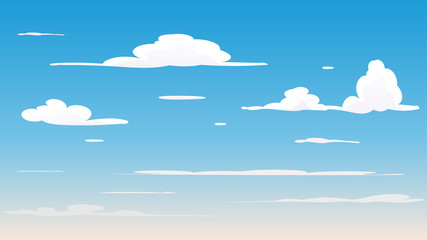 Landscape blue sky and white clouds on sunny day.Sky and cloud background.cartoon sky concetp.Vector illustration