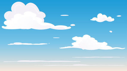  Landscape blue sky and white clouds on sunny day.Sky and cloud background.cartoon sky concetp.Vector illustration