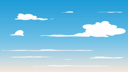  Landscape blue sky and white clouds on sunny day.Sky and cloud background.cartoon sky concetp.Vector illustration