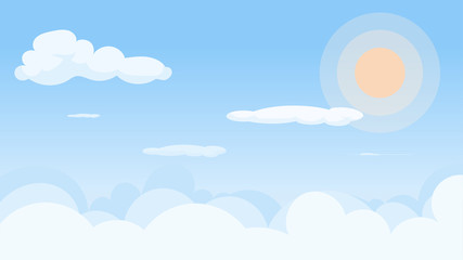 Landscape blue sky and white clouds on sunny day.Sky and cloud background.cartoon concetp.Vector illustration