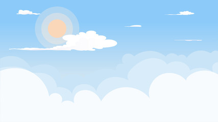 Landscape blue sky and white clouds on sunny day.Sky and cloud background.cartoon concetp.Vector illustration