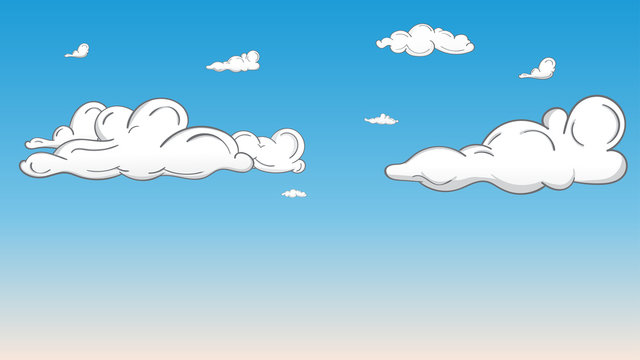 Fototapeta Landscape blue sky and white clouds on sunny day.Sky and cloud background.catoon concetp.Vector illustration