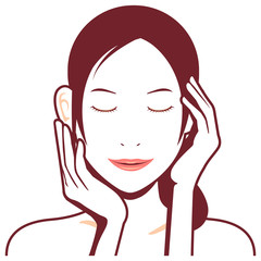 Young asian woman face vector illustration / beauty pose with smiling 