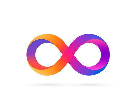 Infinity symbol with color gradient, colored icon.