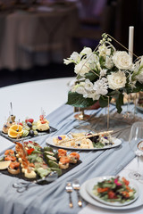 Table set for an event party or wedding reception.