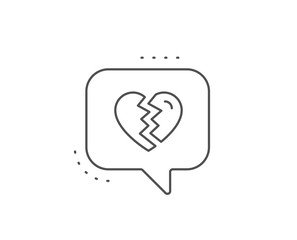 Break up Love line icon. Chat bubble design. Divorce sign. Valentines day symbol. Outline concept. Thin line break up icon. Vector