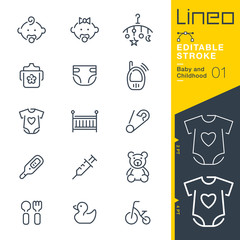 Lineo Editable Stroke - Baby and Childhood line icons