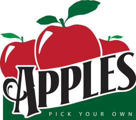 Apple logo, farm stand sign, apple picking sign