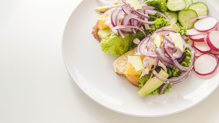 Obraz na płótnie Canvas Healthy food on plate with copy-space
