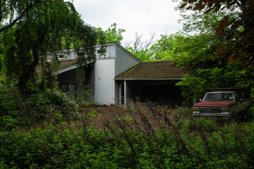 Derelict Guest House + Truck - Abandoned Nevele Grande Resort - Catskill Mountains, New York
