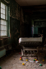 Derelict Patient Bed in Hallway - Abandoned Creedmoor State Hospital - Queens, New York City, New York