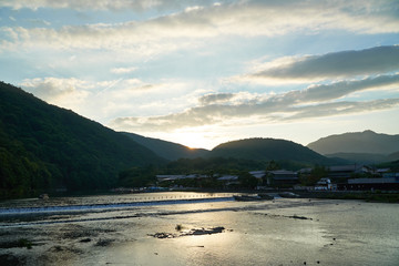 Sunset at Katsura River in Arashiyama,Kyoto