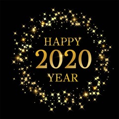 Happy new year 2020 banner.Golden Vector luxury illustration