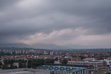 View on a city of Niš on a cloudy morning