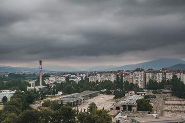 View on a city of Niš on a cloudy morning