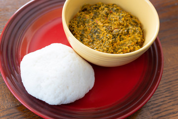 Nigerian Egusi Soup served with Tuwo Shinkafa