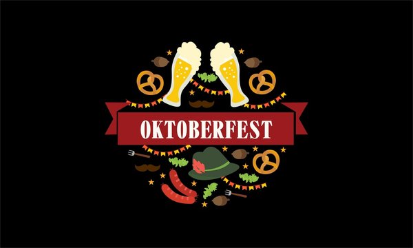 Flat design oktoberfest mugs of beer. Logo vector