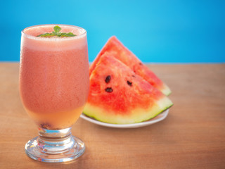 Fresh watermelon juice with mint.