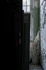 Derelict Open Locker + Curtains - Abandoned Central Islip State Hospital - New York