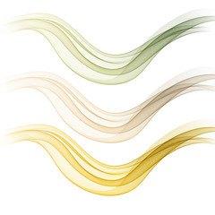  Set of beautiful horizontal waves on a white background. Design element