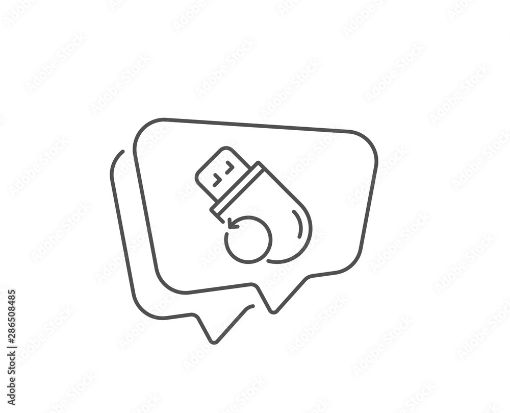 Poster recovery usb memory line icon. chat bubble design. backup data sign. restore information symbol. out