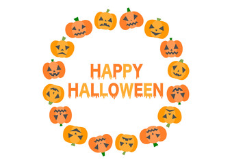 ハロウィンのかぼちゃの円形フレームイラスト