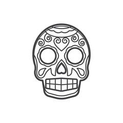 skull vector outline icon illustration