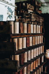 Vintage Wood Spools / Bobbins - Abandoned Lonaconing Silk Mill - Maryland