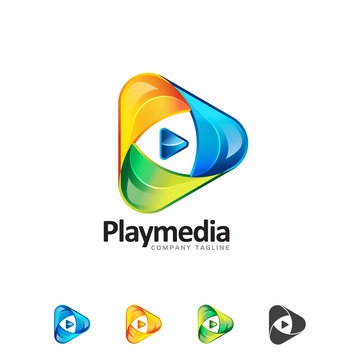 aa triangle shape multimedia logo an attractive media symbol and  communication
