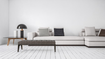 Modern simple monochromatic white living room