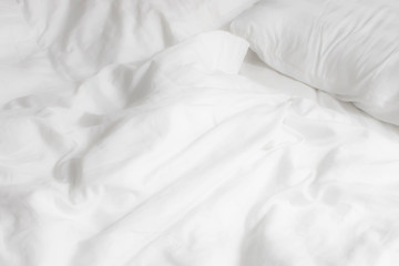 Close up of bedding sheets with copy space.