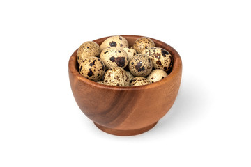 Quail eggs isolated on white background.