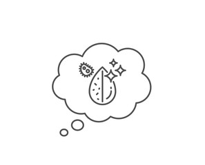 Dirty water drop line icon. Chat bubble design. Clean filter aqua sign. Liquid with bacteria. Outline concept. Thin line dirty water icon. Vector
