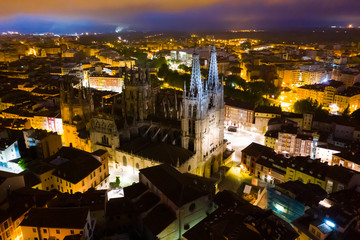 Aerial view of night Burgos