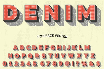 abc 3d  font handcrafted typeface vector vintage named vintage denim
