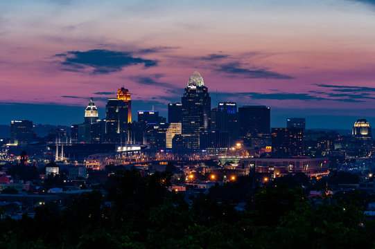 Blue Hour View - Downtown Cincinnati, Ohio Skyline