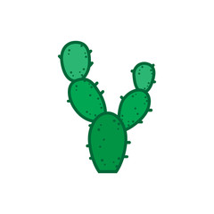 leaves of a prickly pear cactus vector icon illustration