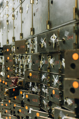 Fototapeta premium Derelict Steel Safety Deposit Boxes - Abandoned Dollar Bank - Youngstown, Ohio