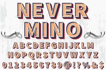 abc 3d  font handcrafted typeface vector vintage named vintage never mino